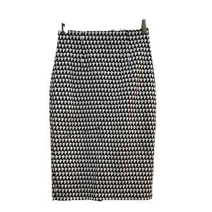 BANANA REPUBLIC Black and White Geometric Print Knee Length Pencil Skirt Sz 2
